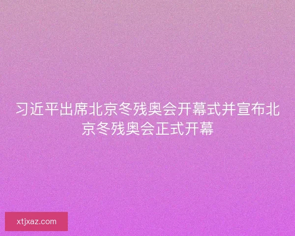 习近平出席北京冬残奥会开幕式并宣布北京冬残奥会正式开幕