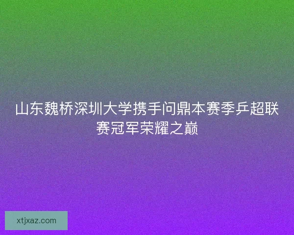 山东魏桥深圳大学携手问鼎本赛季乒超联赛冠军荣耀之巅 山东魏桥深圳大学携手问鼎本赛季乒超联赛冠军荣耀之巅
