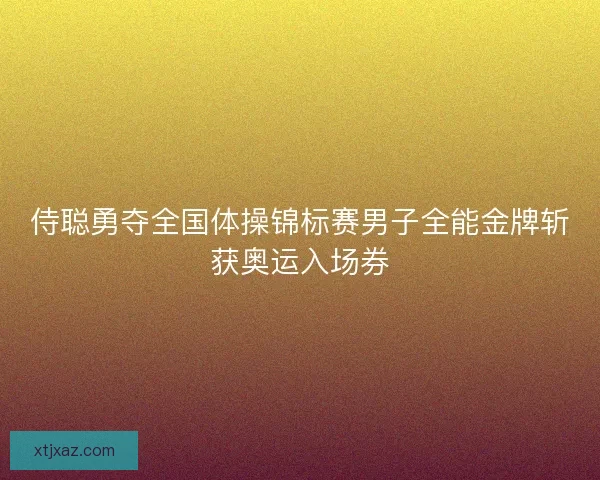侍聪勇夺全国体操锦标赛男子全能金牌斩获奥运入场券 侍聪勇夺全国体操锦标赛男子全能金牌斩获奥运入场券